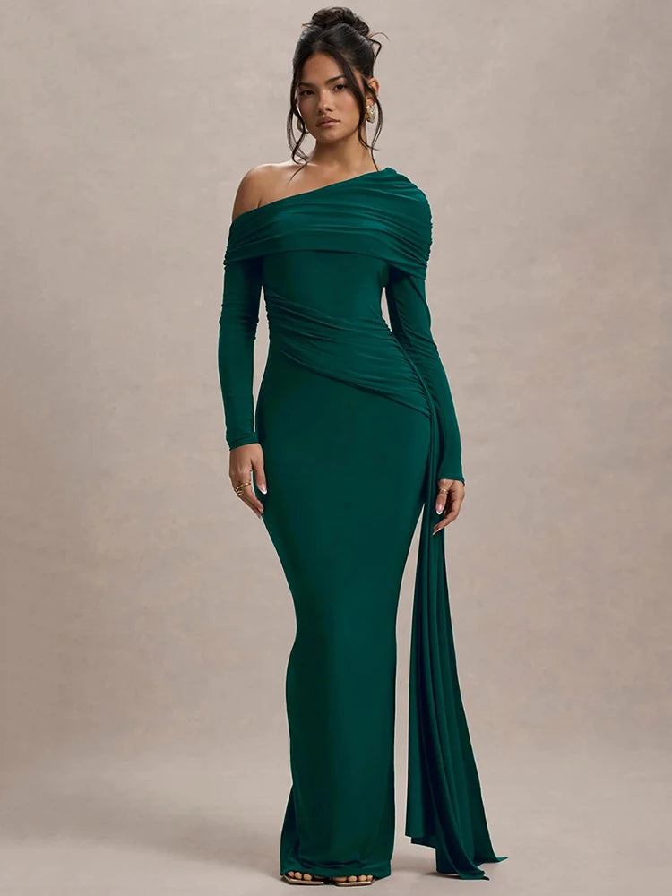 Collar Long Sleeve Maxi Dress