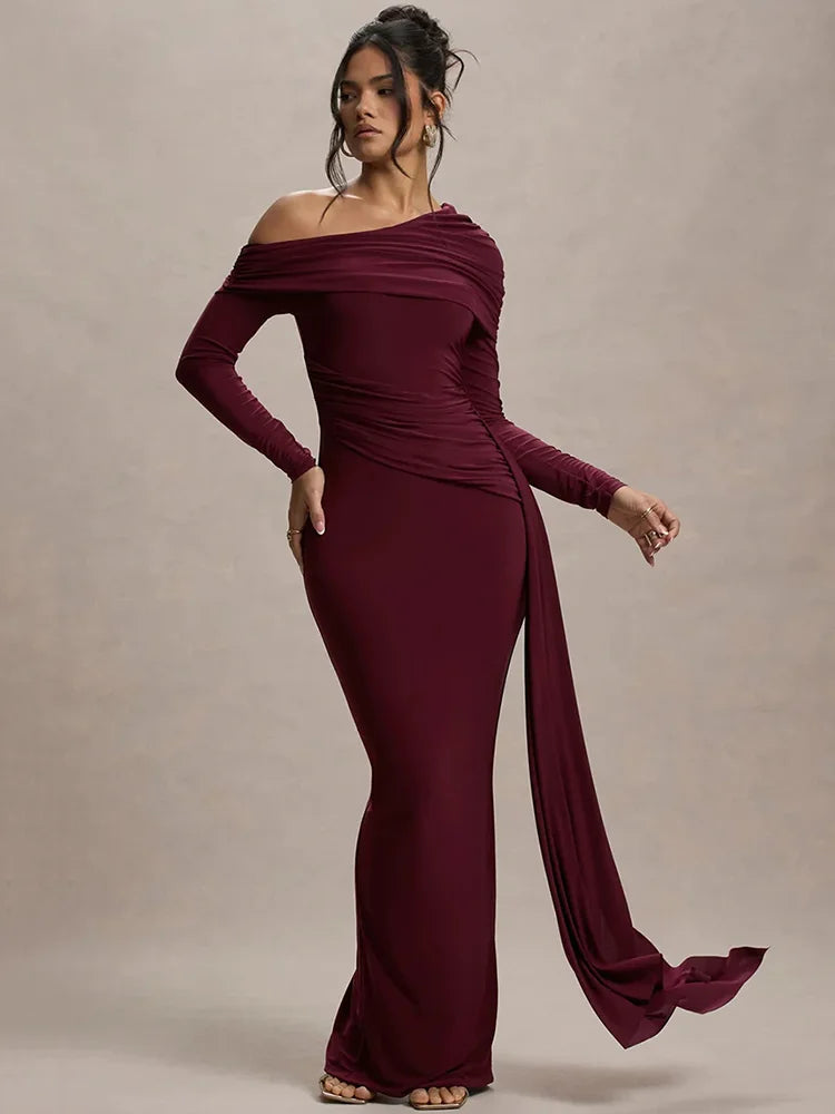 Collar Long Sleeve Maxi Dress