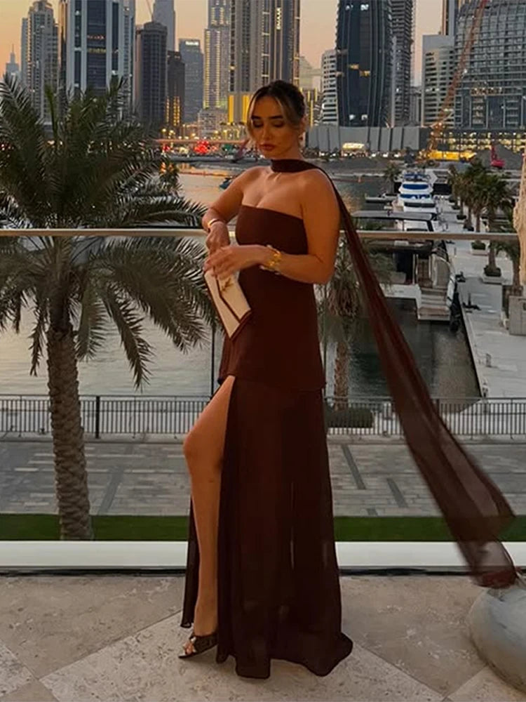 Elegant Strapless Long Dress