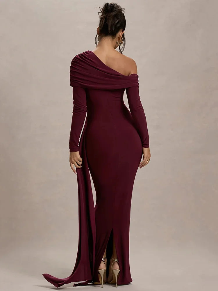 Collar Long Sleeve Maxi Dress