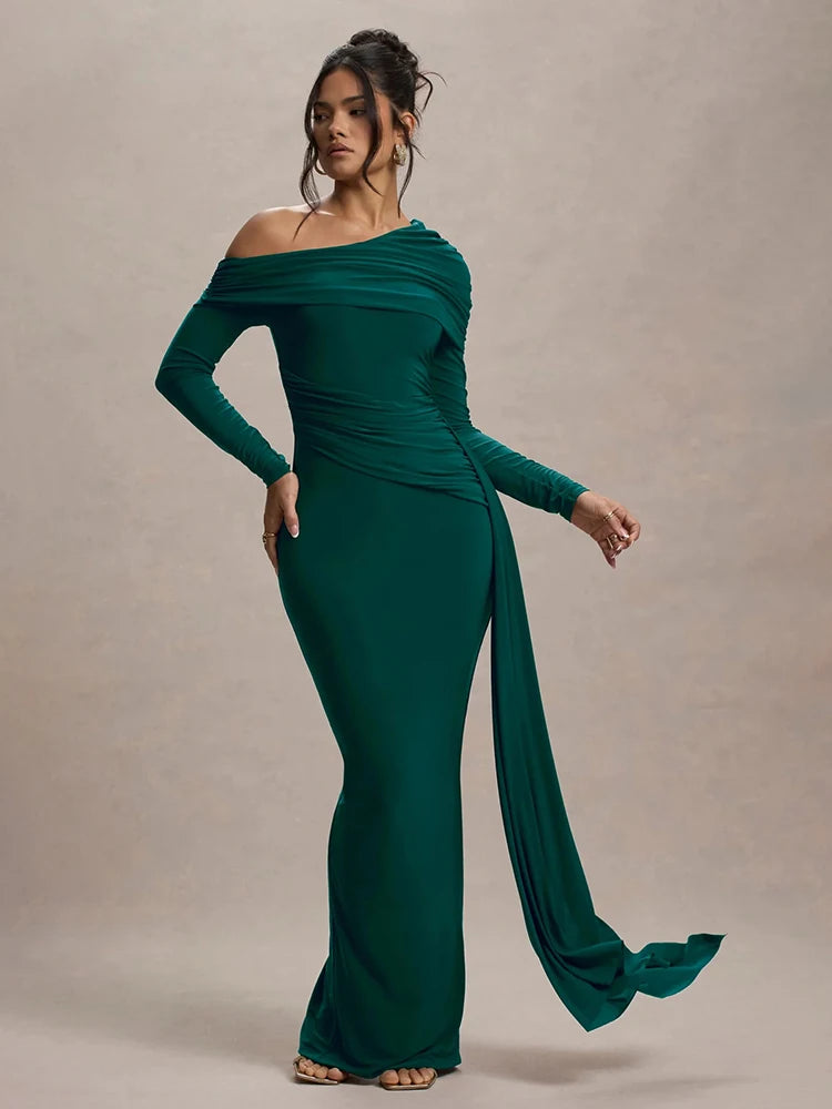 Collar Long Sleeve Maxi Dress