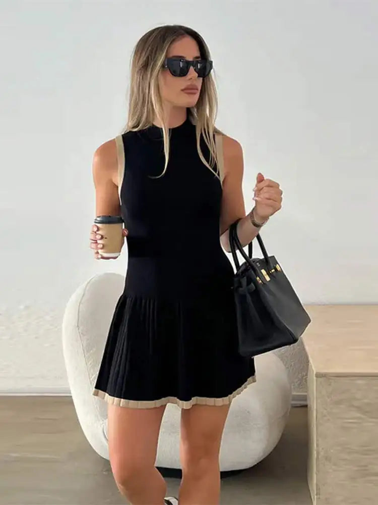 Hem Knit White Long Dress