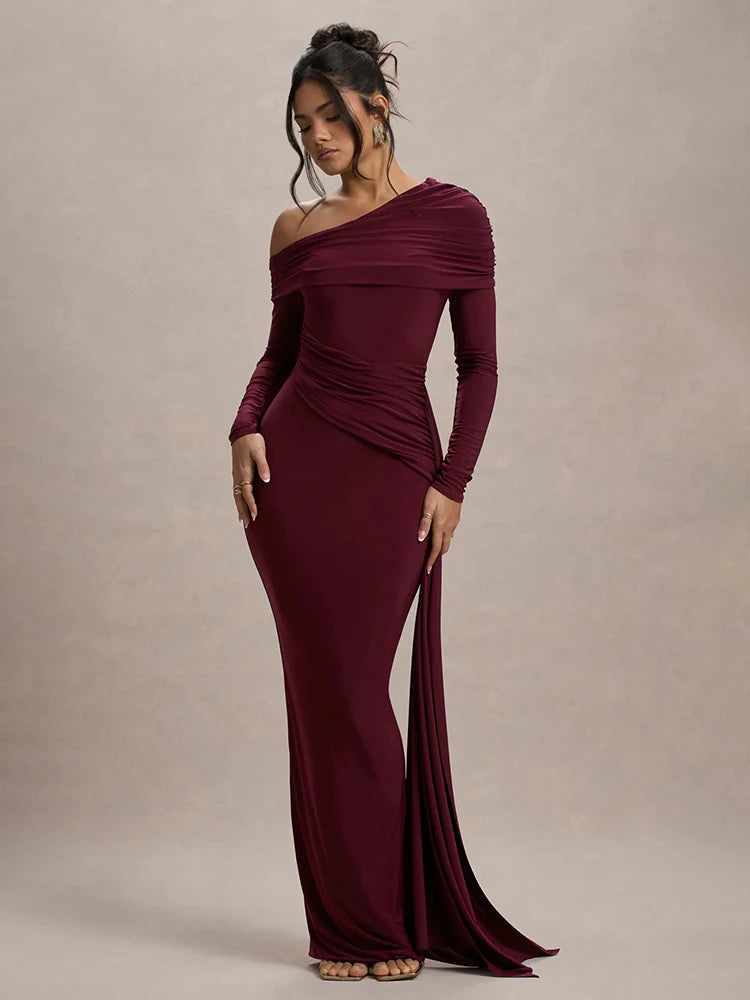 Collar Long Sleeve Maxi Dress