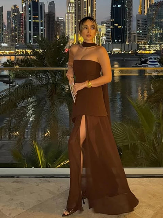 Elegant Strapless Long Dress