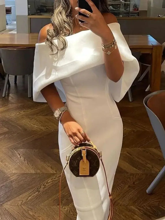 Elegant White Off Shoulder Dress