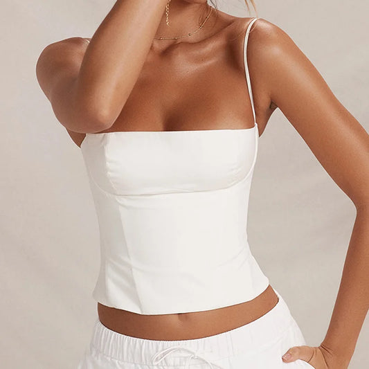 Summer Backless Zip Up Crop Top
