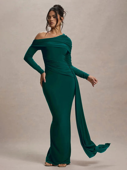 Collar Long Sleeve Maxi Dress