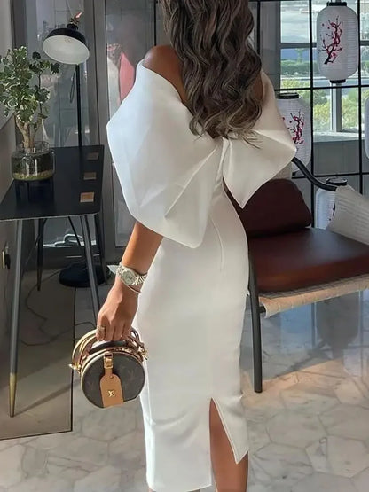 Elegant White Off Shoulder Dress