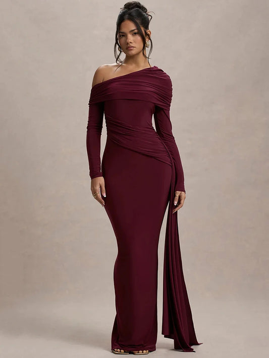 Collar Long Sleeve Maxi Dress