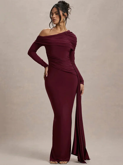 Collar Long Sleeve Maxi Dress