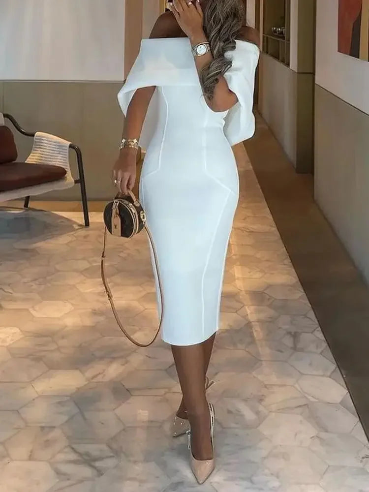 Elegant White Off Shoulder Dress