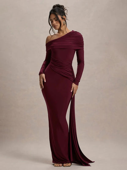 Collar Long Sleeve Maxi Dress